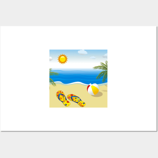 Cheerful Summer Day At The Beach Posters and Art